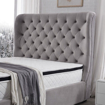 Luxuriöses Graues Designer Doppelbett Polstermöbel Betten