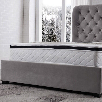 Luxuriöses Graues Designer Doppelbett Polstermöbel Betten