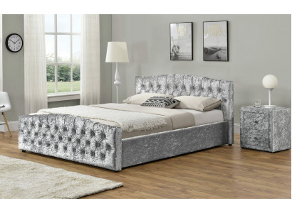 Modernes Graues Chesterfield Luxus Doppelbett Designer Schlafzimmer Betten