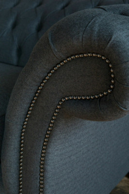 Original Chesterfield Textil Leder Sofa Couch Polster Big Sitzpolster Grau 265cm