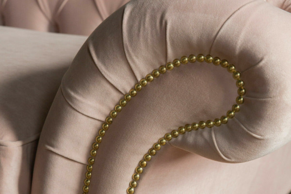 Klassische Chesterfield Couch 4 Sitzer Sofa Couch Samt Leder Design Rosa 240cm