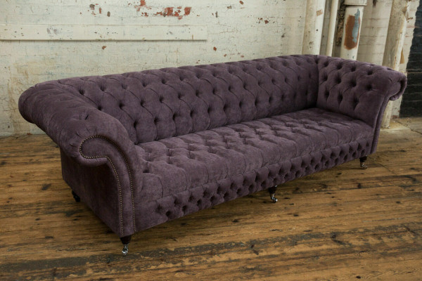 Klassische Chesterfield Sofa 4 Sitzer Sofas Polster Couchen Leder Braun Design