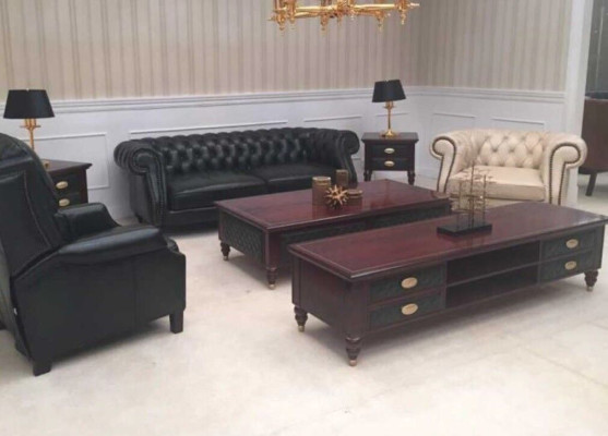 Chesterfield 3+2+1 Sitzer Sofagarnitur Sofa Couch Polster Garnitur Ledersofa Neu