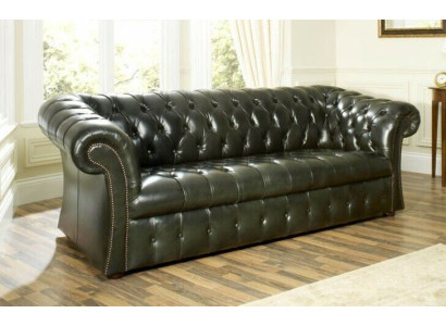Grüner Chesterfield 3-Sitzer Designer Luxus Dreisitzer Couch
