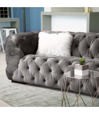 Grauer Chesterfield Dreisitzer Couch Gepolsterter Stil Möbel