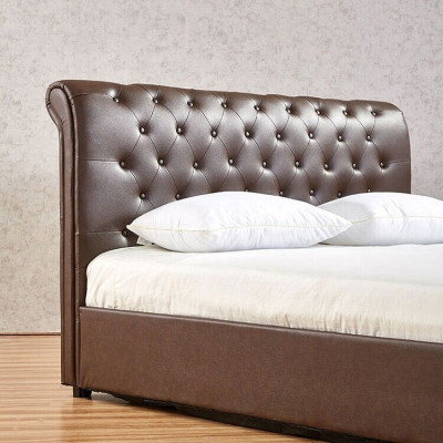 Modernes Braunes Chesterfield Doppelbett Designer Schlafzimmer Bett