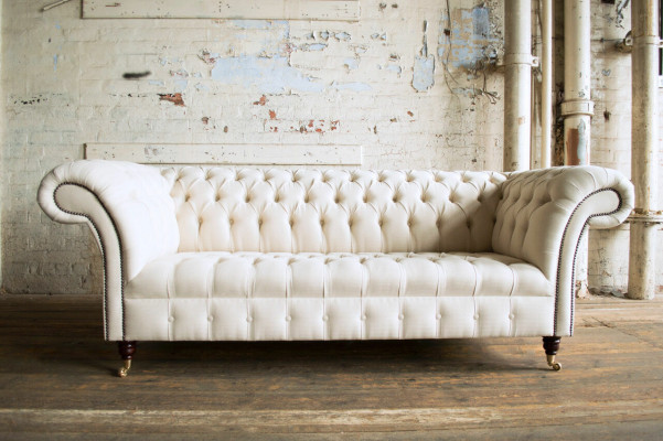 Moderner Beiger Chesterfield 3-Sitzer Sofa Wohnzimmer Couch