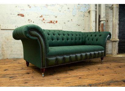 Designer Grünes Chesterfield Sofa Luxus 3-Sitzer Wohnzimmer Couch