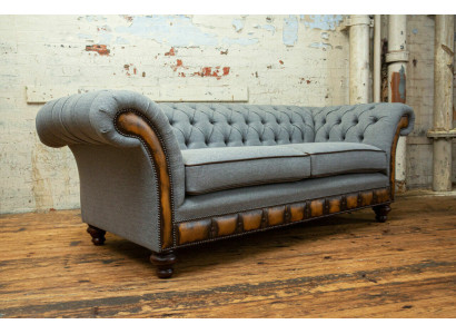 Grau-braune Chesterfield Couch Designer Wohnzimmer 3-Sitzer Sofa