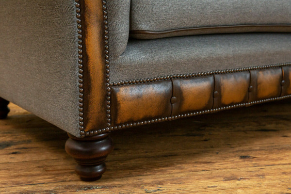 Grau-braune Chesterfield Couch Designer Wohnzimmer 3-Sitzer Sofa