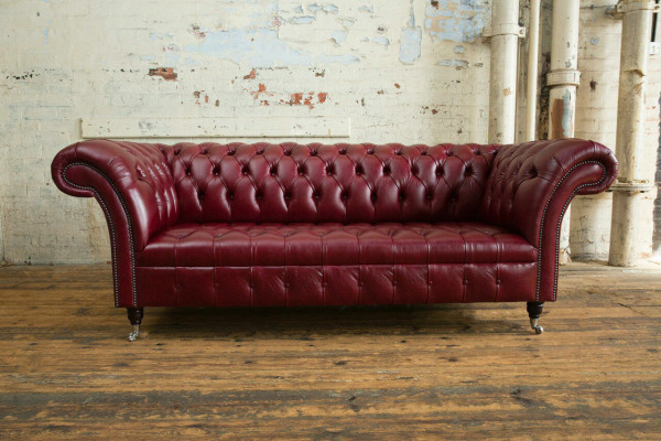 Roter Chesterfield Dreisitzer Designer 3-er Sofa Luxus Couch