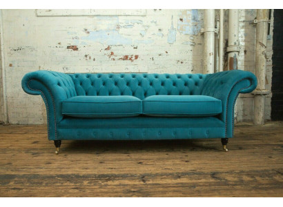 Türkis Chesterfield Couch Designer 3-Sitzer Luxus Wohnzimmer Sofa