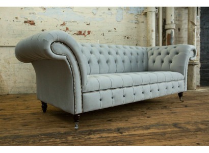 Weißer Designer Chesterfield Dreisitzer Moderne 3-er Couch