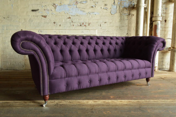 Moderner Lila Chesterfield Dreisitzer Wohnzimmer 3-er Sofa