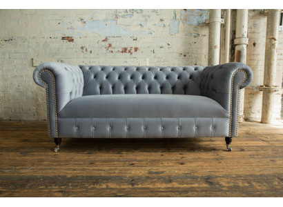 Grauer Polster Chesterfield 3-er Modernes Wohnzimmer Sofa