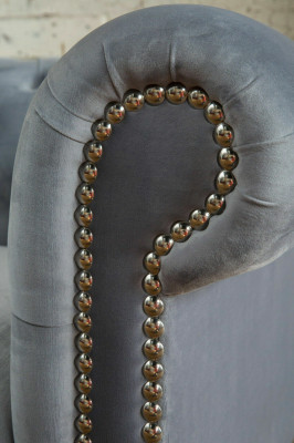 Grauer Polster Chesterfield 3-er Modernes Wohnzimmer Sofa