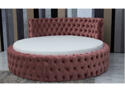 Rundes Samt Bett Chesterfield Luxus Polster Rund Betten Textil Stoff Hotel Neu