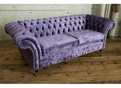 Lila Chesterfield Dreisitzer Chesterfield Luxus 3-Sitzer Sofa