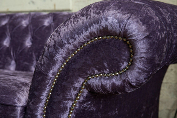 Lila Chesterfield Dreisitzer Chesterfield Luxus 3-Sitzer Sofa