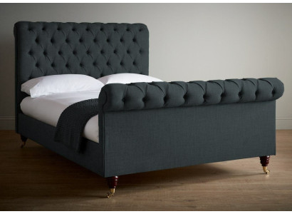 Chesterfield Design Polster Englisches Doppelbett Schwarz 140/160/180x200 Betten