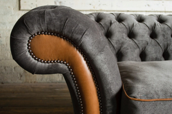Grau-brauner Chesterfield 3-Sitzer Wohnzimmer Luxus Couch