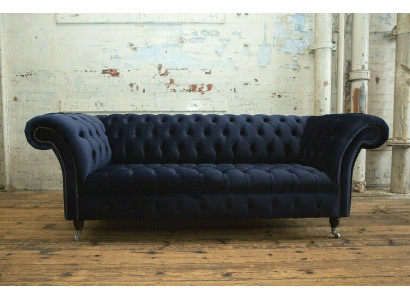 Dunkel-blauer Chesterfield Dreisitzer Moderne Wohnzimmer Luxus Couch