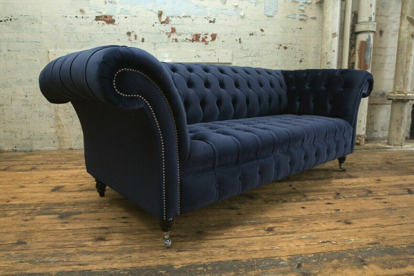 Dunkel-blauer Chesterfield Dreisitzer Moderne Wohnzimmer Luxus Couch