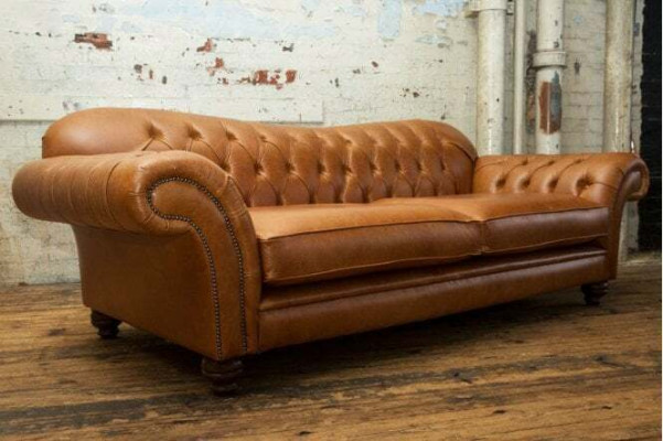 Braunes Chesterfield Dreisitzer Luxus Wohnzimmer 3-er Couch