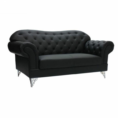 Schwarze Chesterfield Couch Moderner Dreisitzer Stilvoller 3-er