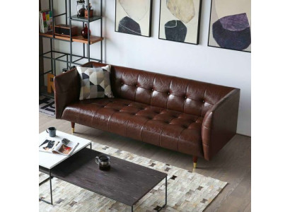 Brauner Chesterfield Luxus 3-Sitzer Leder Wohnzimmer Sofa