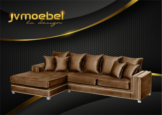 Ecksofa L-form Textil Luxus Design Wohnlandschaft Polster Couch Couchen Möbel