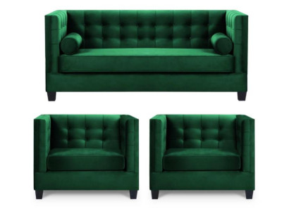 Sofagarnitur Couch Samt Polster couchen komplett set garnituren wohnzimmer grün