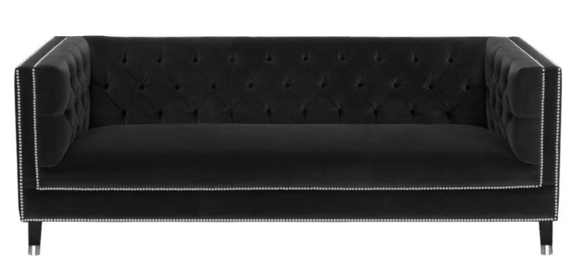 Luxus Schwarze Stoffcouch Samt Dreisitzer Polster Möbel Hotel Wohnzimmer Praxis