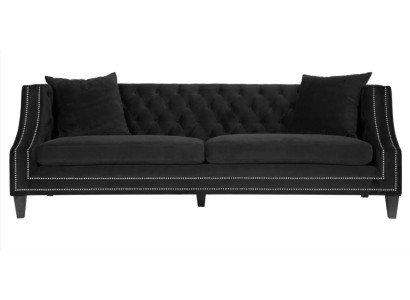 Luxus Schwarze Stoffcouch Dreisitzer Polster Möbel Hotel Wohnzimmer Praxis Samt