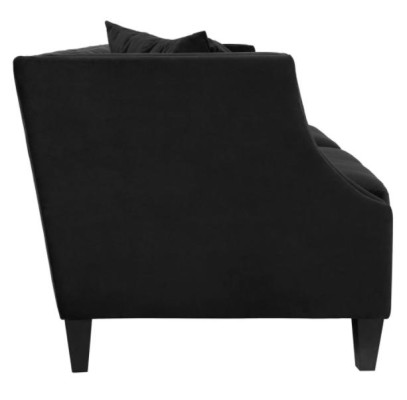 Luxus Schwarze Stoffcouch Dreisitzer Polster Möbel Hotel Wohnzimmer Praxis Samt