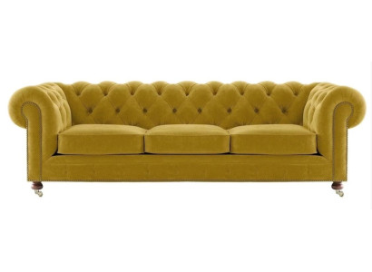 Luxus Gelb Chesterfield Samt Dreisitzer Polster Möbel Hotel Wohnzimmer Praxis