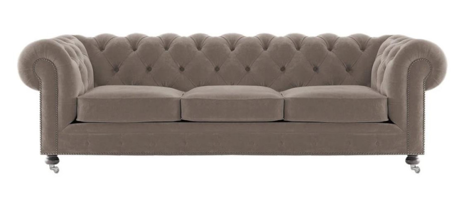 Luxus Gelb Chesterfield Samt Dreisitzer Polster Möbel Hotel Wohnzimmer Praxis