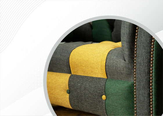 Chesterfield Sessel Fernseh Couch 1,5 Sitzer Sofa Textil Stoff Couchen Polster