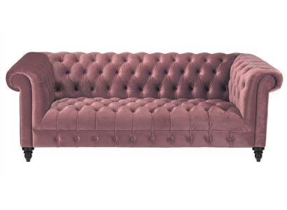 Fuchsia Samt Couch Luxus Polster Chesterfield Möbel Sofa mit Knöpfen Dreisitzer