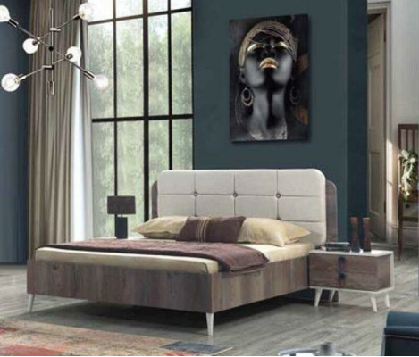 Komplettes Schlafzimmer Bett Bank Schminktisch Kleiderschrank Nachttisch 5tlg.