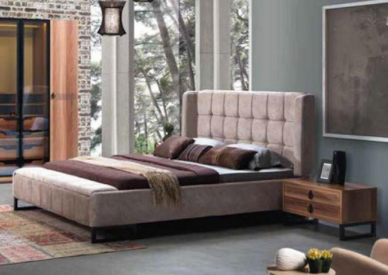 Bett Doppelbett Betten Möbel Einrichtung Schlafzimmer Design Stoff