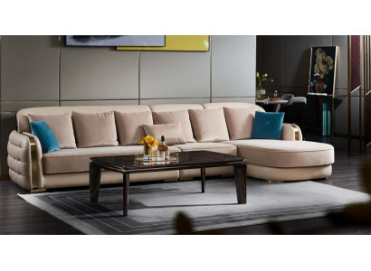 Ecksofa Leder Beige Luxus Wohnlandschaft Couch Eckgarnitur Sofas Möbel Design