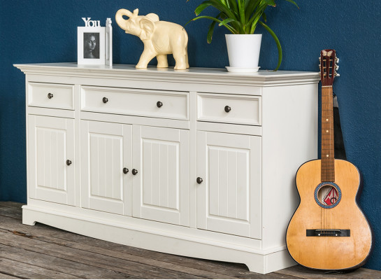 Klassische Design Möbel Gruppe 2tlg Set Stil Landhaus Vitrine Kommode Möbel Holz