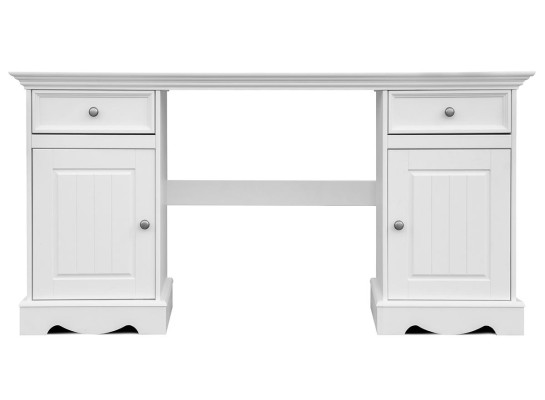 Landhaus Schreibtisch Möbel Arbeitszimmer Büromöbel Echtholz Office Tisch Weiß