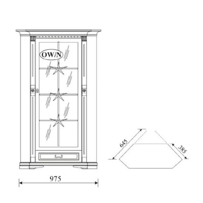 Klassische Vitrine Vitrinenschrank Vitrinen Glasschrank Schrank Kolonial OW-N