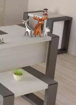 Graue Büro Einrichtung Schreibtisch Aktenschrank Kommode Couchtisch 3tlg. Set