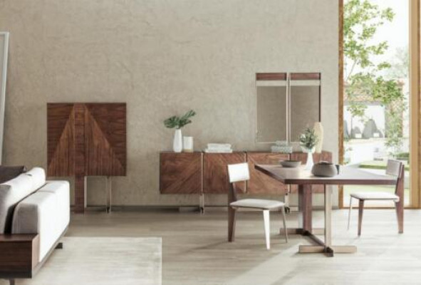 Brauner Esstisch Designer Tische Tisch + 4x Lehnstuhl Möbel 5tlg. Set