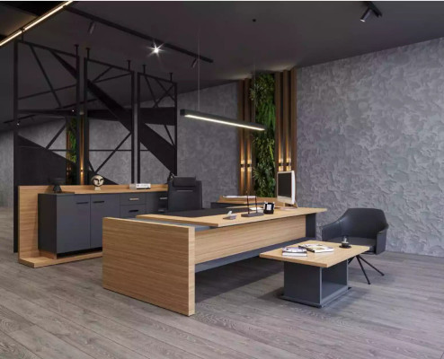Hochwertiges, elegantes Büro-Set im modernen Stil aus stabilem Holz