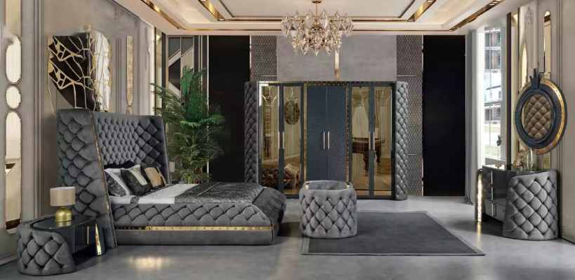 Kleiderschrank Schrank Chesterfield Designer Schränke Gepolstert 315cm