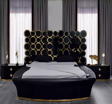 Komplettes Schlafzimmer Set Luxusbett 2x Nachttische Schminktisch Spiegel 5tlg